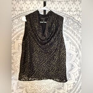 Donna Karan Black and Gold Patterned Blouse